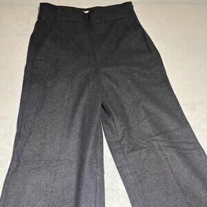Aritzia Wilfred HALLEY Wide Leg Cashmere Wool Blend Pants in Dark Grey SIZE 2